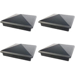 4 Pack Decorex Hardware 5.5" x 5.5" Heavy Duty Aluminium Pyramid Post Cap For True/Actual 5.5" x 5.5" Wood Posts - Black