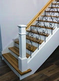 Iron Stair Balusters 1/2" Square x 44" Long, Big Scroll, Hollow, Black Powder Coated - 6pcs - (Satin Black) - DH-09