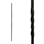 Iron Stair Balusters 1/2" Square x 44" Long, Double Twist, Hollow, Black Powder Coated - 30pcs - (Satin Black) - DH-03