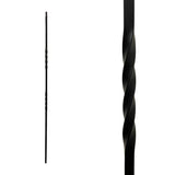 Iron Stair Balusters 1/2" Square x 44" Long, Double Twist, Hollow, Black Powder Coated - 30pcs - (Satin Black) - DH-03