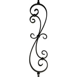 Iron Stair Balusters 1/2" Square x 44" Long, Big Scroll, Hollow, Black Powder Coated - 6pcs - (Satin Black) - DH-09