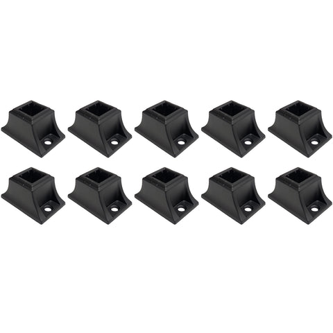 10 Pack Baluster Screw Down Flat Shoe with Set of Screws for Use with 1/2" Square Iron Balusters (Satin Black) - DH-58