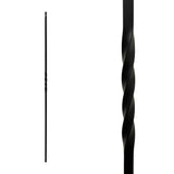 Iron Stair Balusters 1/2" Square x 44" Long, Single Twist, Hollow, Black Powder Coated - 30pcs - (Satin Black) - DH-02