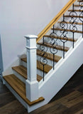 Iron Stair Balusters 1/2" Square x 44" Long, Small Scroll, Hollow, Black Powder Coated - 6pcs - (Satin Black) - DH-08